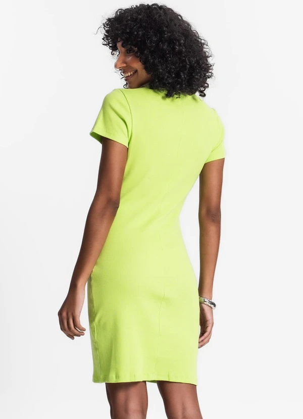 Rovitex - Vestido Acinturado em Ribana Canelada Verde 2