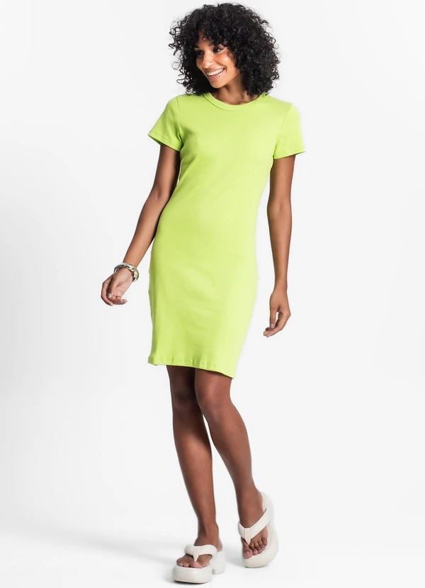 Rovitex - Vestido Acinturado em Ribana Canelada Verde 3