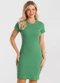 Rovitex - Vestido Acinturado em Ribana Canelada Laranja - variação: Verde
