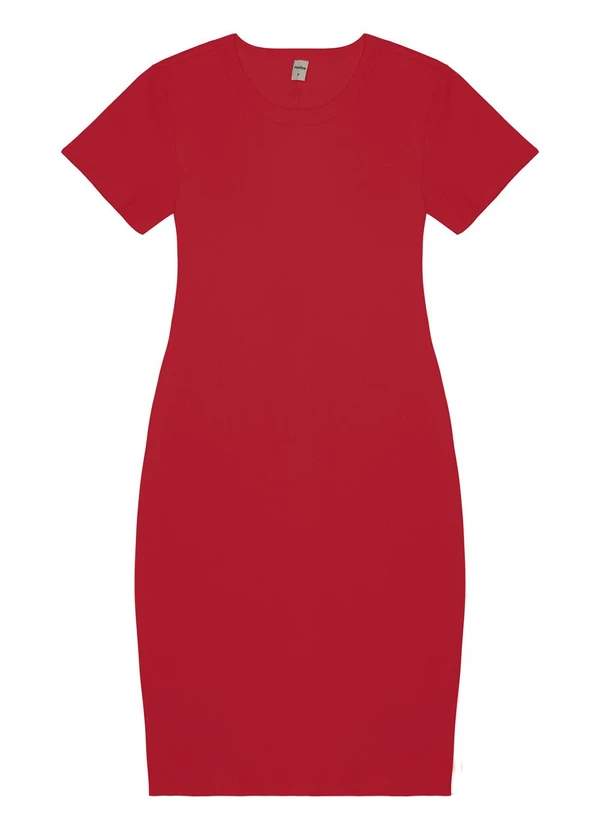 Rovitex - Vestido Acinturado em Ribana Canelada Vermelho 4