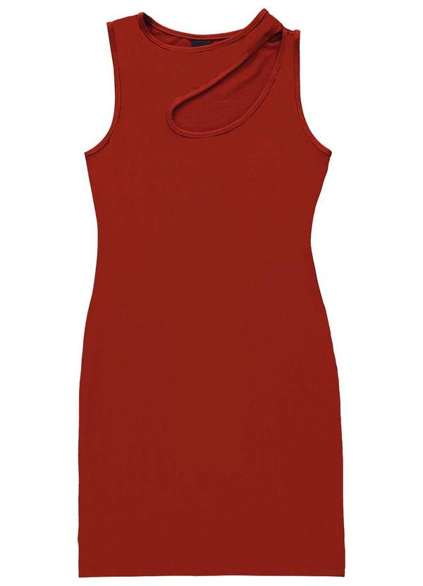 Enfim - Vestido Ajustado com Recorte Terracota