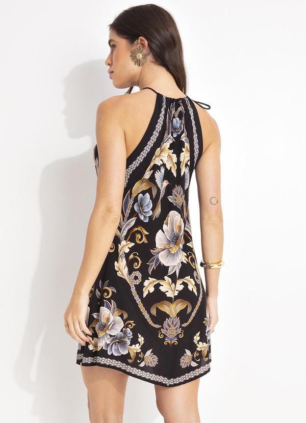 Farm - Vestido Alça Lenço Jardim Real Preto 2