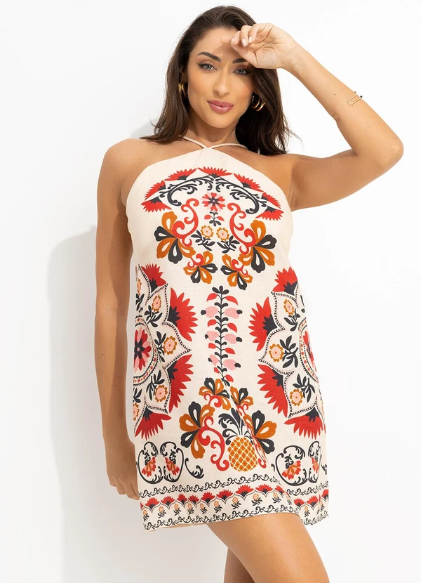 Farm - Vestido Alça Mandala de Caju Bege