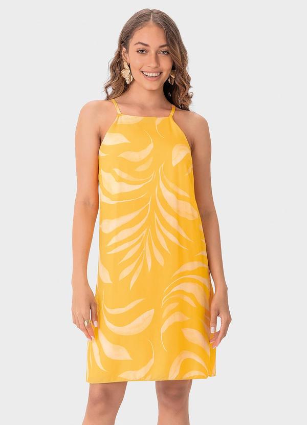 Malwee - Vestido Amarelo Curto Evasê Tropical