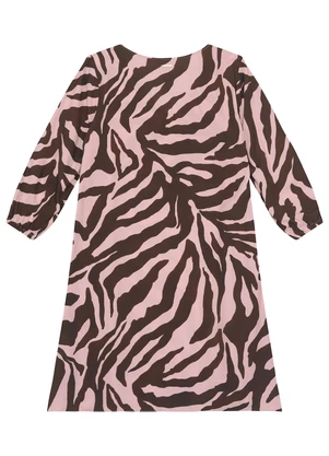 Enfim - Vestido Amplo Animal Print Rosa - ENFIM