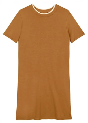 Malwee - Vestido Amplo Curto em Moletom Caramelo - MALWEE