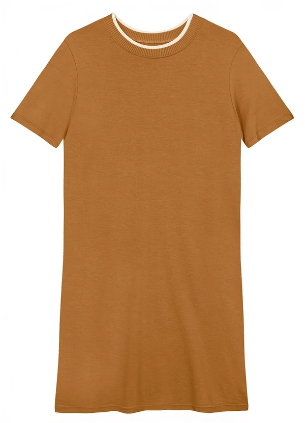 Malwee - Vestido Amplo Curto em Moletom Caramelo