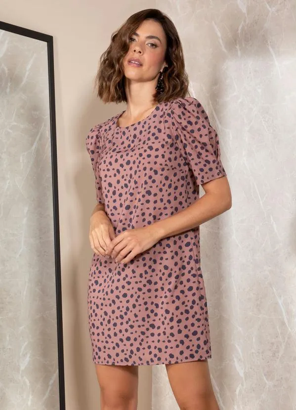 Quintess - Vestido Animal Print em Crepe Plano