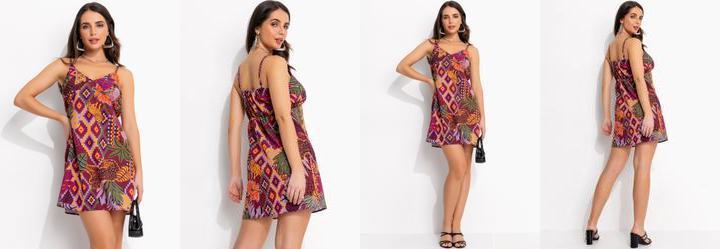 Vestido Animal Print em Tecido Plano de Poliste