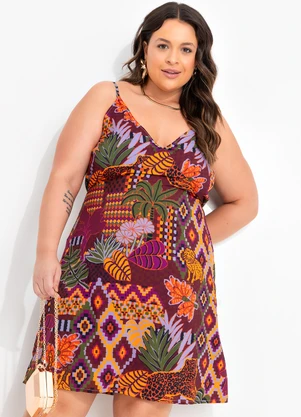 Quintess - Vestido Animal Print em Tecido Plano de Poliéste - QUINTESS