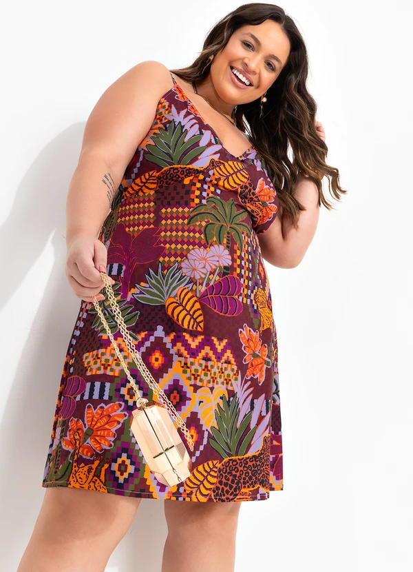 Quintess - Vestido Animal Print em Tecido Plano de Poliéste