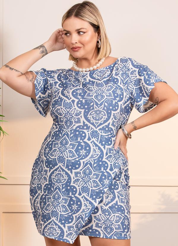 Quintess - Vestido Arabesco Azul em Malha Flamê 5