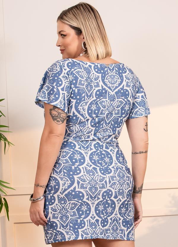 Quintess - Vestido Arabesco Azul em Malha Flamê 4