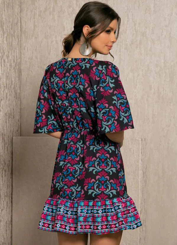 Quintess - Vestido Arabesco Folk com Babado e Franzido 8