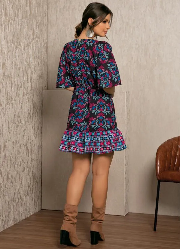 Quintess - Vestido Arabesco Folk com Babado e Franzido 6