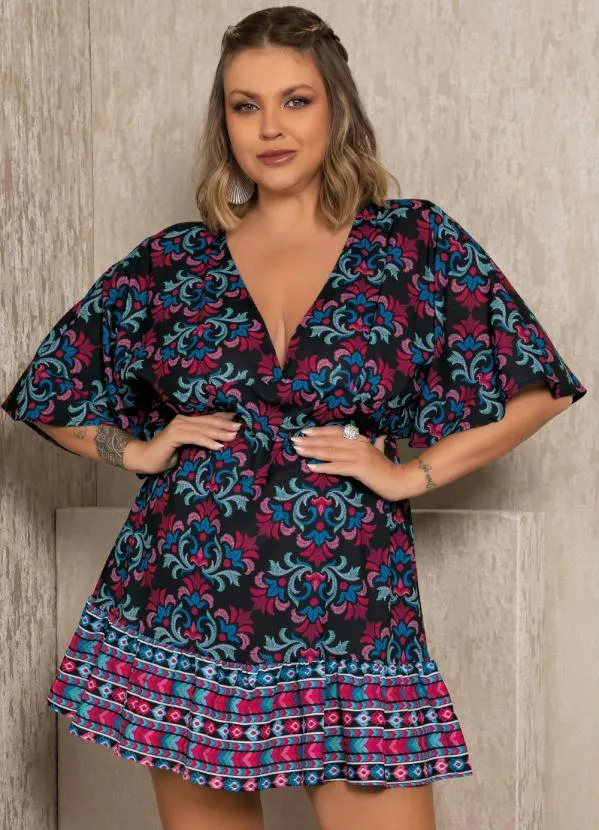 Quintess - Vestido Arabesco Folk com Babado e Franzido 5