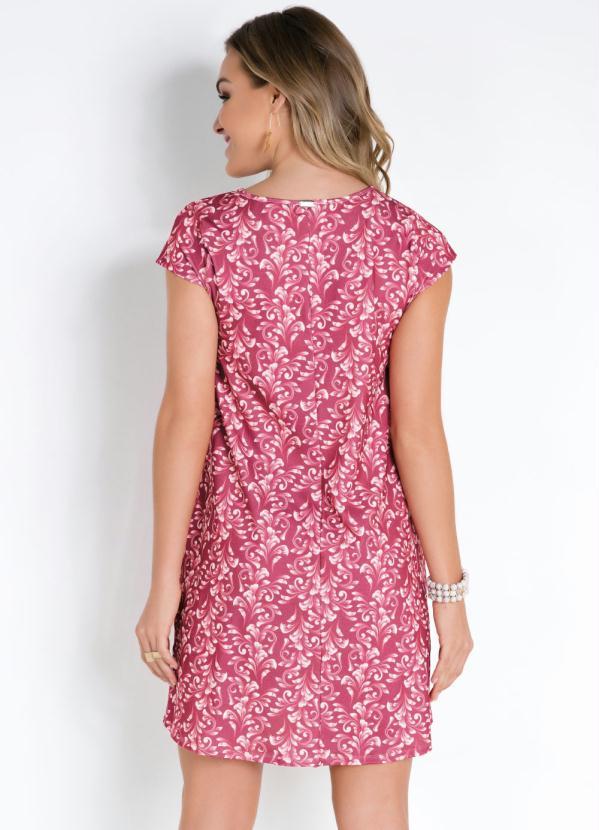 Quintess - Vestido Arabescos Azul com Decote Redondo 2