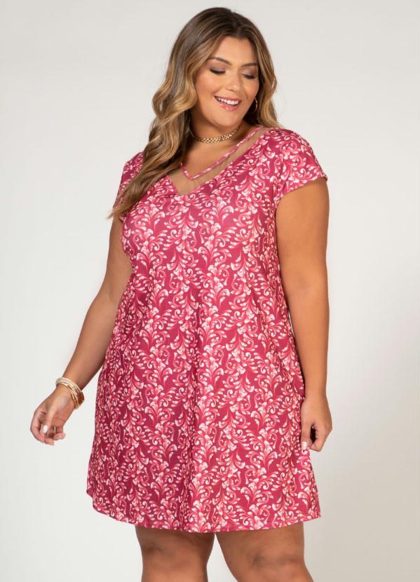 Quintess - Vestido Arabescos Azul com Decote Redondo 5