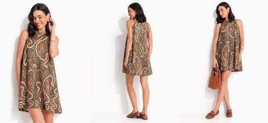 Vestido Arabescos Verde em Malha Fria