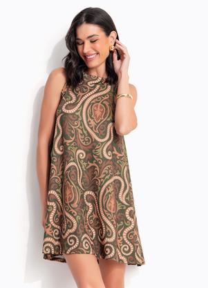 Vestido (Arabescos Verde) em Malha Fria