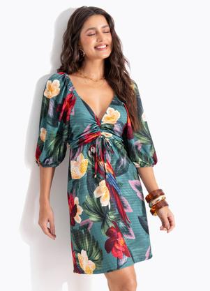 Vestido (Arara Tropical) em Malha Texturizada