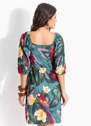 Quintess - Vestido Arara Tropical em Malha Texturizada - QUINTESS
