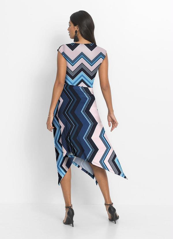 Outlet - Vestido Assimétrico Chevron Azul 2