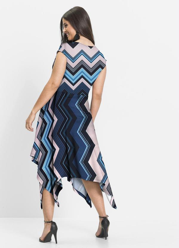 Outlet - Vestido Assimétrico Chevron Azul 5