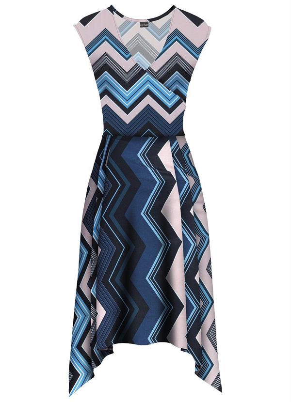 Outlet - Vestido Assimétrico Chevron Azul 6