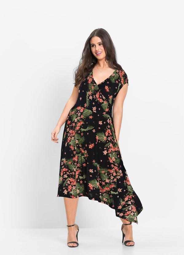 Queima Estoque - Vestido Assimétrico Estampado Preto 9