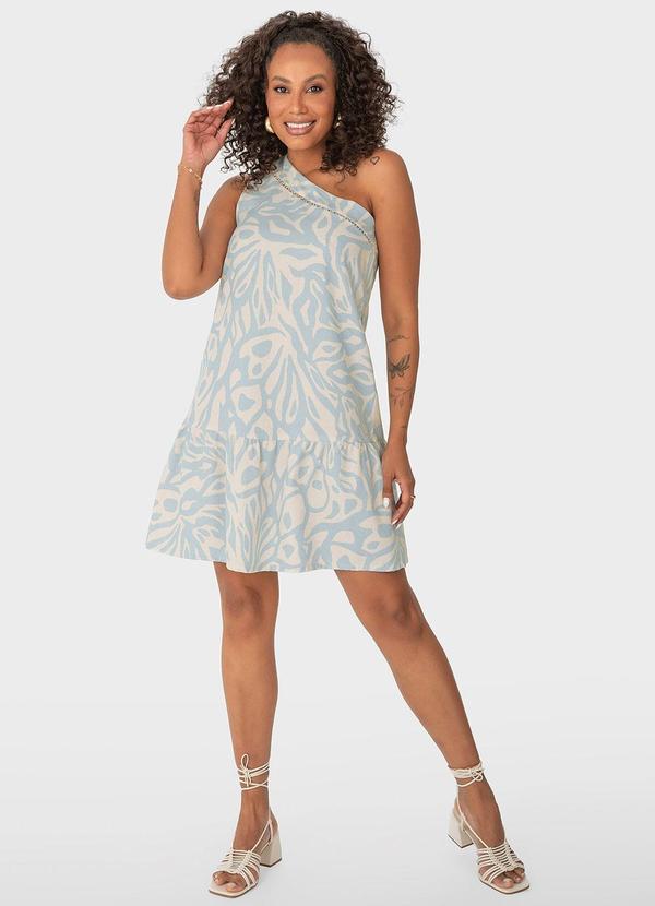 Malwee - Vestido Azul Claro Amplo Abstrato