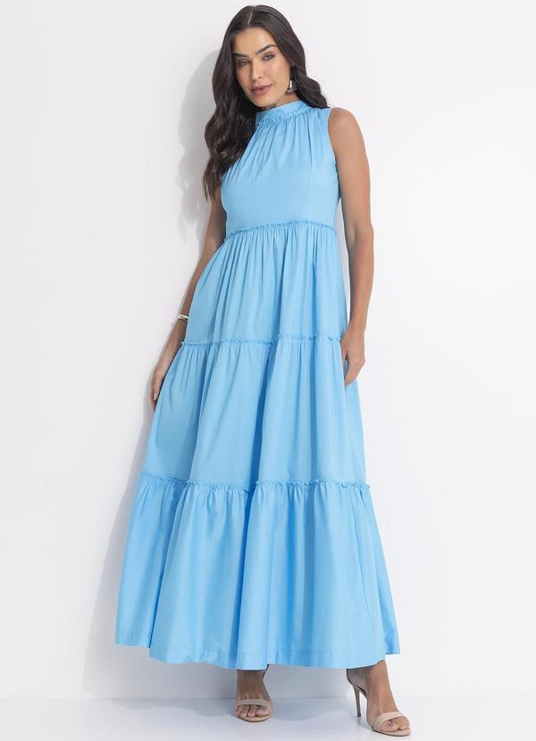 Svela - Vestido Azul Claro em Tricoline