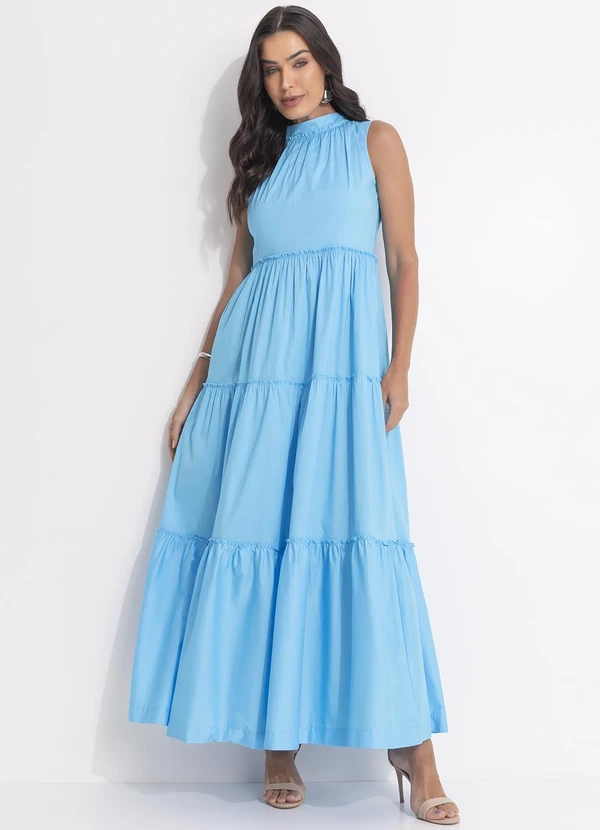 Vestido Azul Claro em Tricoline Multimarcas