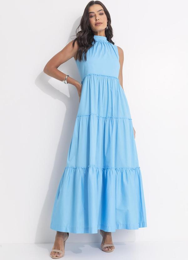 Vestido Azul Claro em Tricoline 3