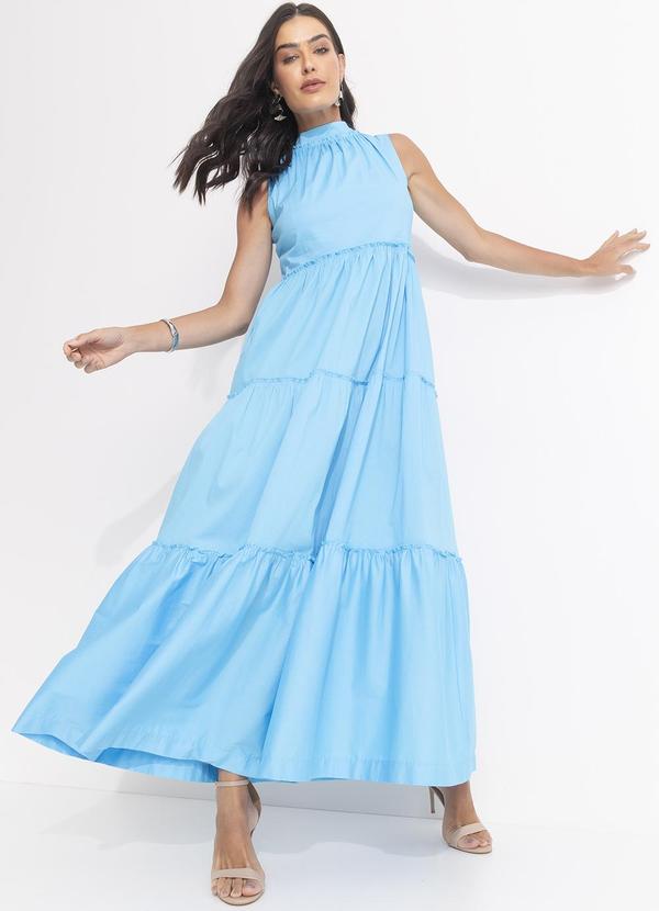 Vestido Azul Claro em Tricoline 4