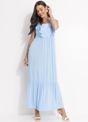 Svela - Vestido Azul Claro em Vicose Plana - SVELA