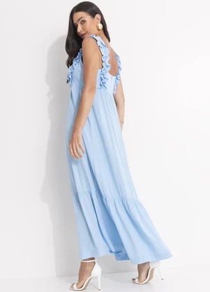 Svela - Vestido Azul Claro em Vicose Plana - SVELA