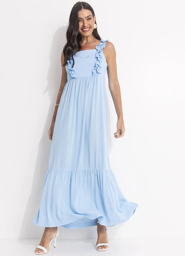 Svela - Vestido Azul Claro em Vicose Plana 3