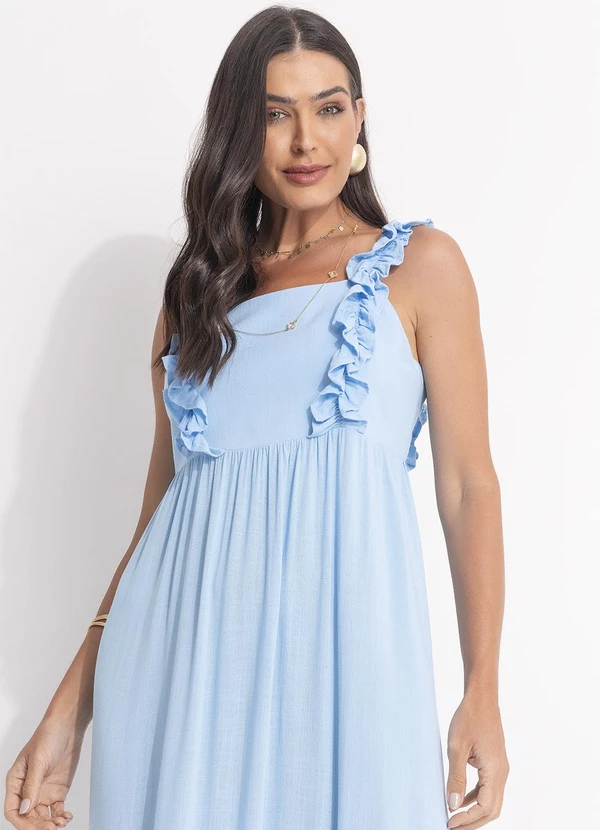 Svela - Vestido Azul Claro em Vicose Plana 5