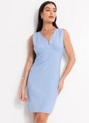 Vestido Azul Claro em Viscose com Polister