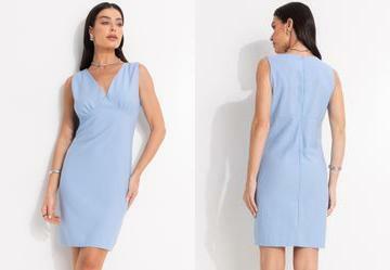 Vestido Azul Claro em Viscose com Polister