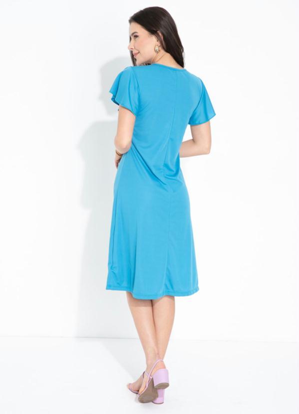 Queima Estoque - Vestido Azul com Babado Moda Evangélica 4