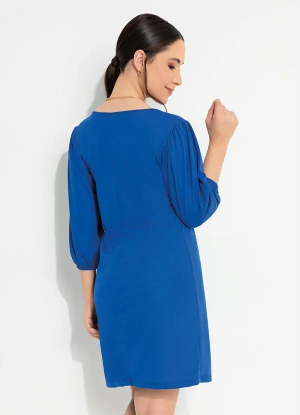 Moda Pop - Vestido Azul com Elástico nos Punhos 2