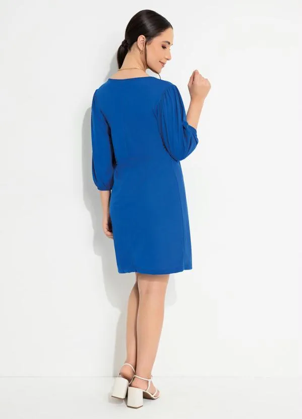 Moda Pop - Vestido Azul com Elástico nos Punhos 4