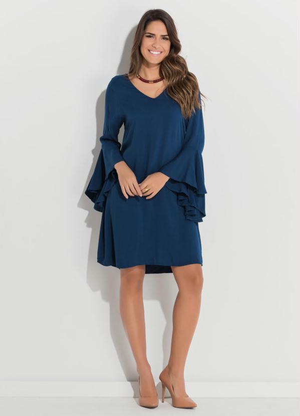 Quintess - Vestido Azul com Mangas Sino 3