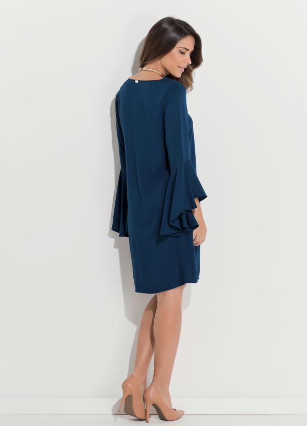 Quintess - Vestido Azul com Mangas Sino 4
