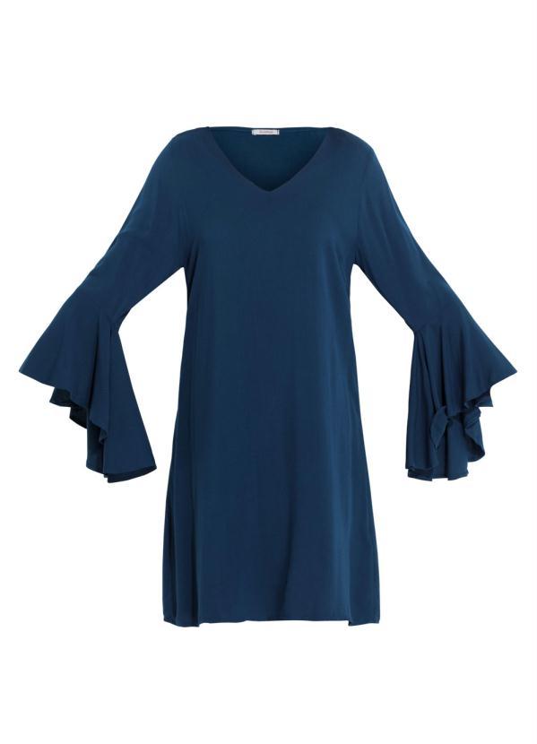 Quintess - Vestido Azul com Mangas Sino 5