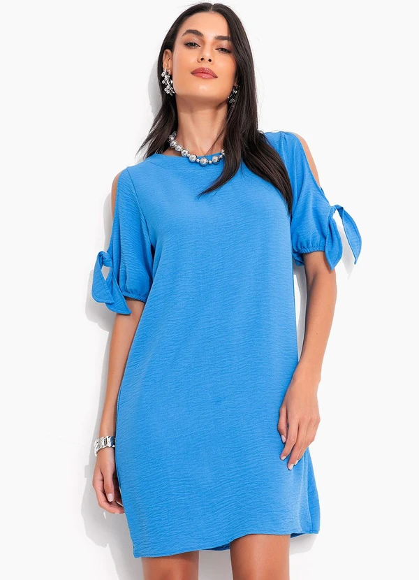 Quintess - Vestido Azul em Crepe Plano
