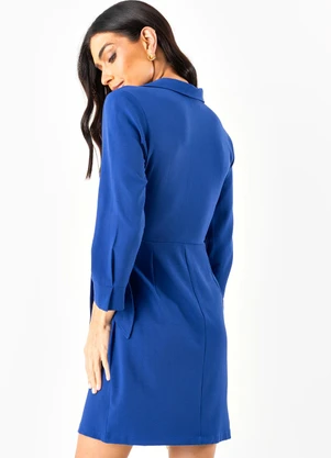 Quintess - Vestido Azul em Crepe Plano - QUINTESS