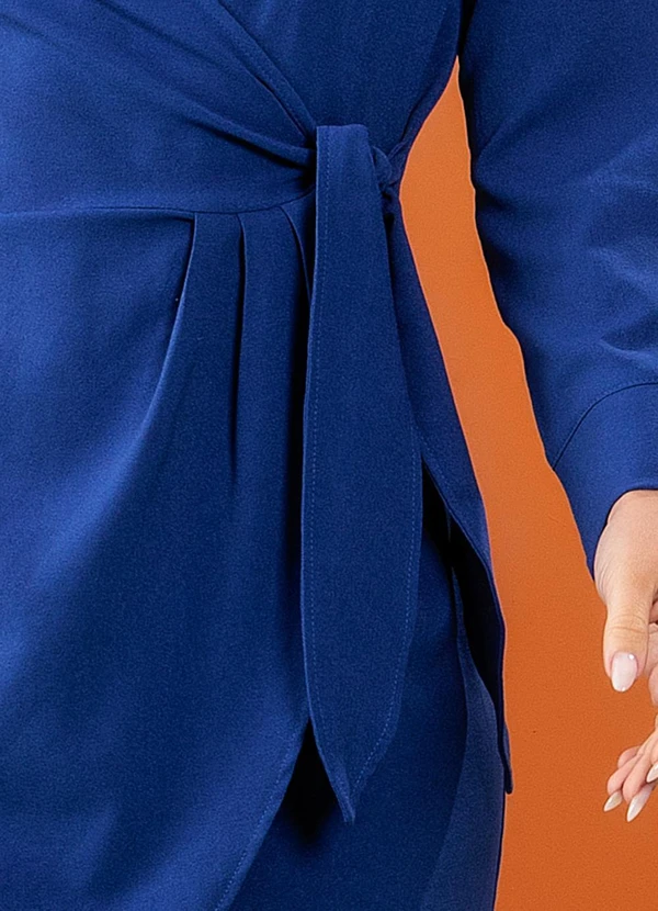 Quintess - Vestido Azul em Crepe Plano 8